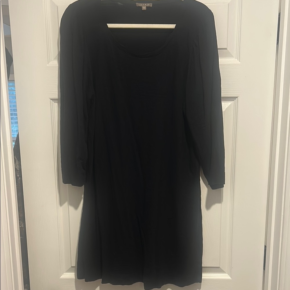 Black Long Sleeve Sheath Dress Square Neck